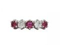 Modern pink sapphire and diamond five stone ring in 18kt white gold
