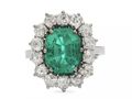 Vintage Colombian emerald and diamond coronet cluster ring