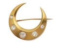 Victorian Old Mine cut diamond crescent moon brooch
