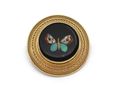 Victorian circular pietra dura butterfly brooch in 18kt gold