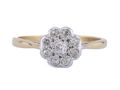 1950s Old Mine cut diamond floral cluster ring in platinum and 18kt yellow gold – Matthew Weldon