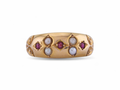 1892 ruby and seed pearl gypsy ring in 15kt yellow gold with Chester hallmark – Courtville Antiques