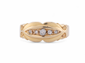 Edwardian Diamond Five Stone Carved Gypsy Ring In 18Kt Yellow Gold