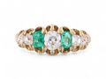 Belle Epoque Emerald And Diamond Seven Stone Ring In 18kt Yellow Gold