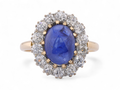 Sapphire and Diamond Cluster Ring