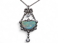 Antique Silver Set Opal And Diamond Necklace On Gold