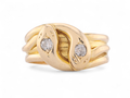 Edwardian Double Headed Diamond Set Snake Ring In 18kt Yellow Gold