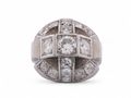 Retro Old Cut Diamond Set Bombe Ring In Platinum