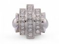 Retro Old Cut Diamond Set Tiered Bombe Ring In Platinum