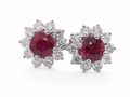 Ruby and Diamond Cluster Earrings