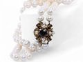 Double Row Pearl Necklace with Garnet and Pearl Clasp