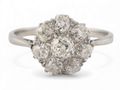 Vintage old mine diamond ring in 18kt white gold and platinum