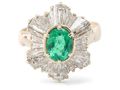 Vintage Ballerina Emerald And Diamond Cocktail Ring In Yellow Gold