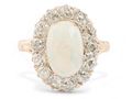 Antique Opal and Diamond Cluster Ring in 18kt Gold