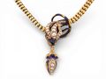 Victorian enamel and seed pearl serpent necklace