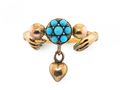 Antique Turquoise Cluster And Heart Ring Clasped In 18kt Yellow Gold Hands