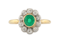 18ct Gold Emerald and Diamond Daisy Cluster Ring