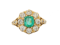 18ct Gold Emerald and Diamond Cluster Ring