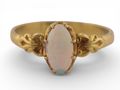 Edwardian 18ct Gold Opal Ring with Foliate Shoulders