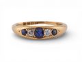 Antique 18ct Gold Sapphire and Diamond Five Stone Ring