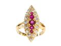 Victorian 18ct Gold Ruby and Diamond Navette Ring