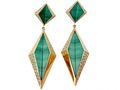 1970's Malachite earrings with diamonds