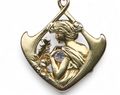 Art Nouveau Diamond Set Pendant Of A Woman In 18kt Yellow Gold By Masriera