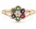 Victorian Style 'DEAREST' Floral Cluster Ring In 9kt Yellow Gold