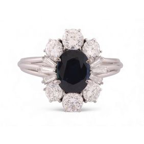 Sapphire and diamond Cluster ring
