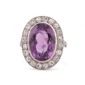 Amethyst and Diamond Cluster Ring