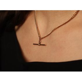 9ct gold Albert chain with T-bar.
