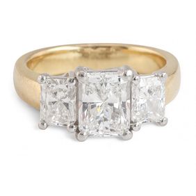 Radiant Cut Three Stone Diamond Ring