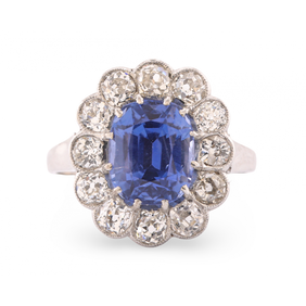 18ct White Gold Sapphire and Diamond Cluster Ring 2.8ct