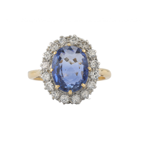 18ct Gold Sapphire and Diamond Cluster Ring