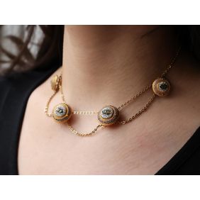 18ct Gold Micromosaic Scarab Necklace