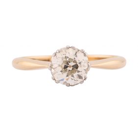 18kt Yellow Gold Old European Cut Diamond Solitaire Ring