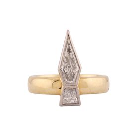 18kt Yellow and White Gold Kite Cut Diamond Ring
