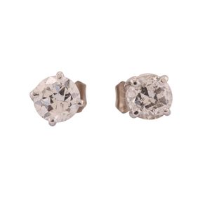 18kt White Gold Old European Cut Diamond Stud Earrings