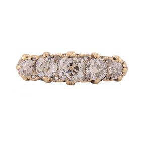 18kt Yellow Gold Five Stone Old European Cut Diamond Ring