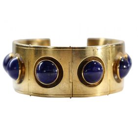 Gold and Lapis Lazuli Panel Bracelet