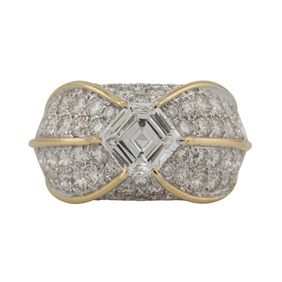 18kt Yellow and White Gold Diamond Bombé Ring18kt Yellow and White Gold Diamond Bombé Ring