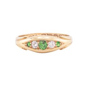 VICTORIAN DEMANTOID GARNET AND DIAMOND RING, 1864