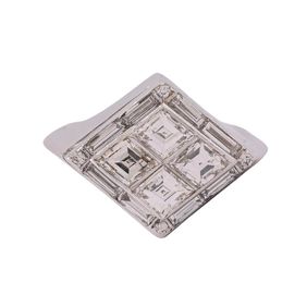 Art Deco lozenge shape Asscher cut diamond and white gold cocktail ring