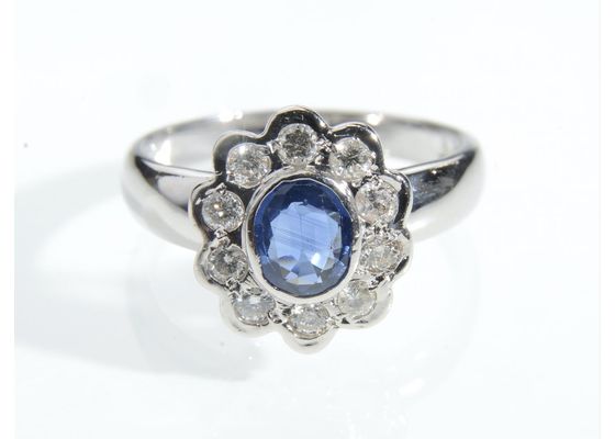 Contemporary sapphire and diamond floral cluster ring