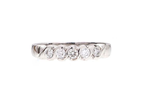 18kt white gold five stone diamond ring