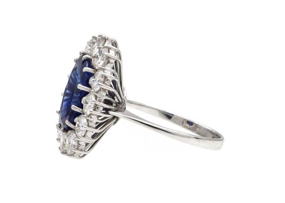 Vintage 3.51ct Burmese sapphire and diamond coronet cluster ring