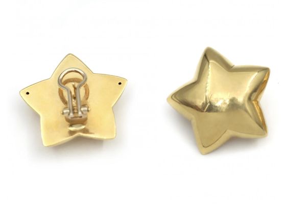 1980s Large Puffy Star Earrings in 18kt Yellow Gold