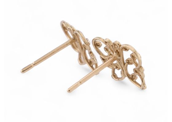 Vintage butterfly stud earrings in 14kt yellow and white gold by Courtville Antiques