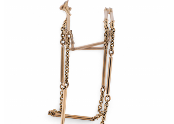 Vintage belcher and fancy link chain with tubular terminals in 9ct yellow gold | Courtville Antiques