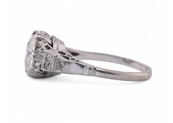 Mid-20th century platinum solitaire ring with 1.94ct old mine cut diamond